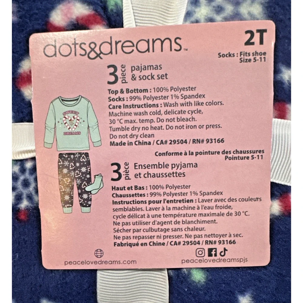 Christmas‎ Pajamas 3 Piece Set 2T Girls